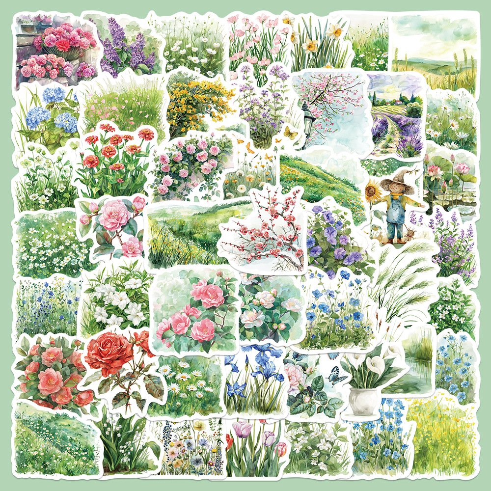 1 Fresh and charming watercolor summer clipart stickers - Image 1