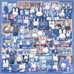 Blue-themed rabbit cross-border decorative stickers